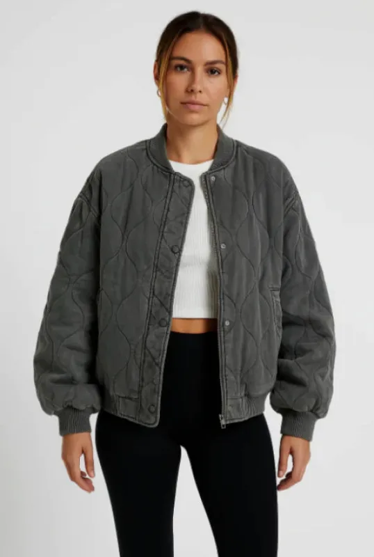 Women's Oversized Quilted Jacket - Bomber Style sold by Elvoria London