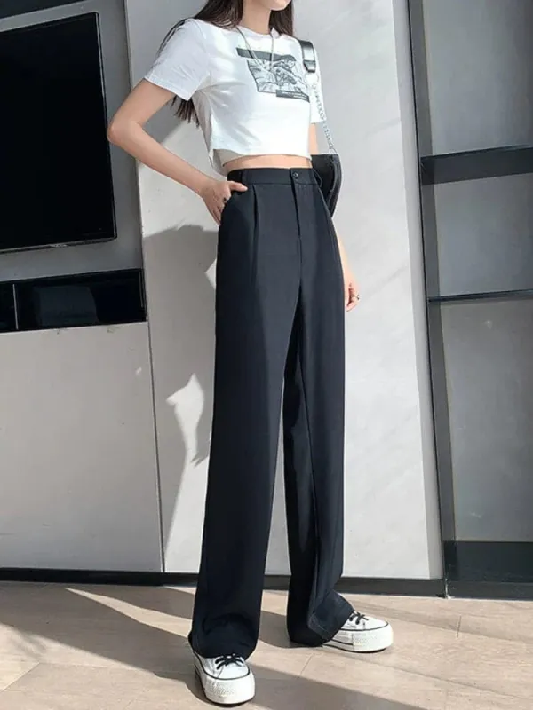 Women's High Waisted Wide Leg Trousers - Pleated & Flat Front sold by Elvoria London