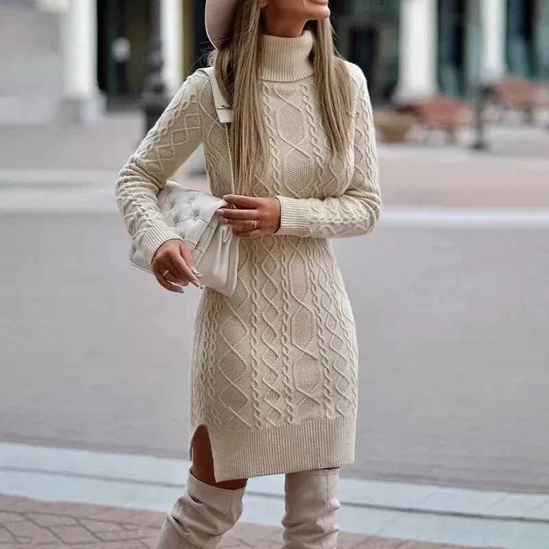 Women's Knitted Mini Dress - Turtleneck & Slim Fit sold by Elvoria London product image thumbnail 2