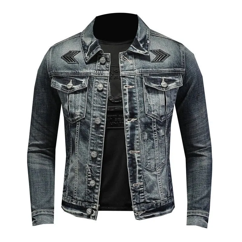 Men's Black Denim Jacket - Stonewashed Style sold by Elvoria London