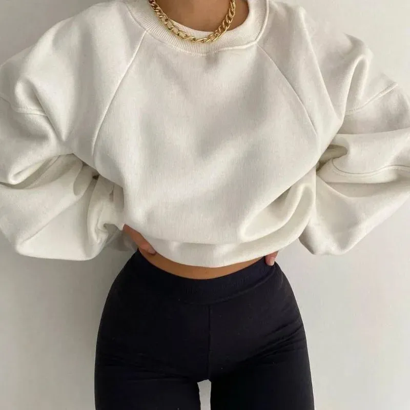 Women's Oversized Crew Neck Sweatshirt - Warm and Stylish sold by Elvoria London