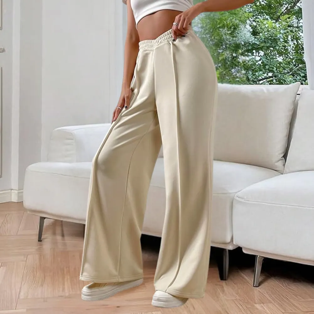 Women's Pleated Wide Leg Joggers - V-Waist Detail sold by Elvoria London product image thumbnail 4