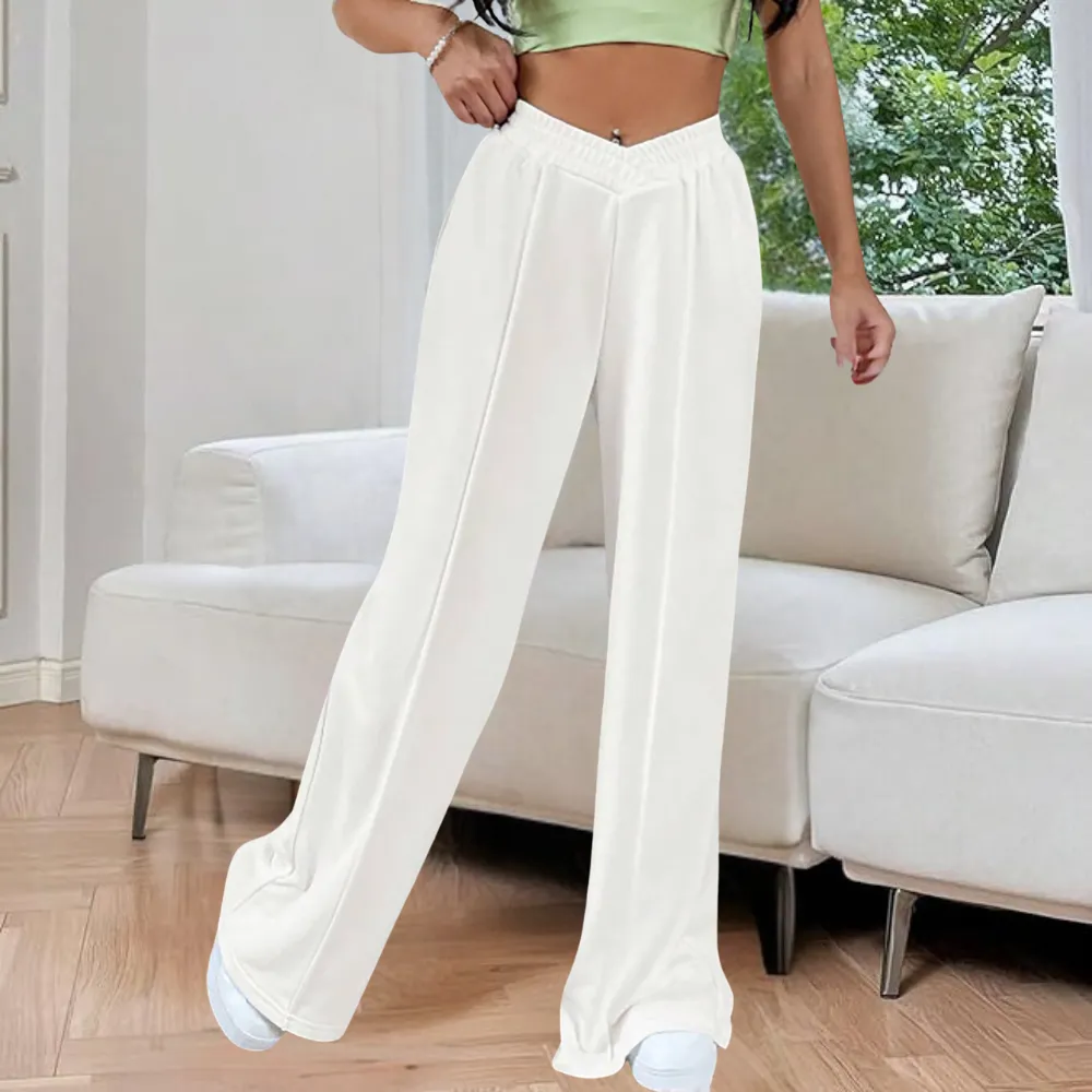 Women's Pleated Wide Leg Joggers - V-Waist Detail sold by Elvoria London product image thumbnail 5