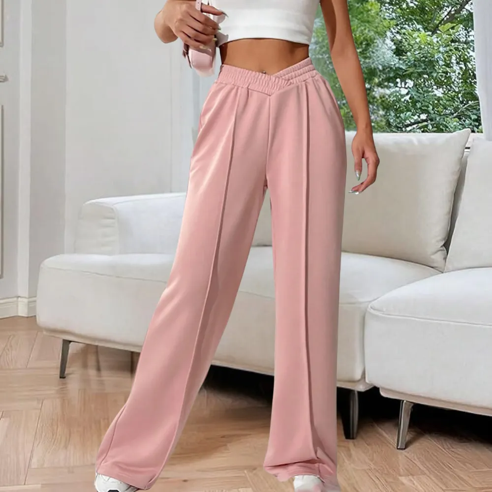 Women's Pleated Wide Leg Joggers - V-Waist Detail sold by Elvoria London product image thumbnail 3