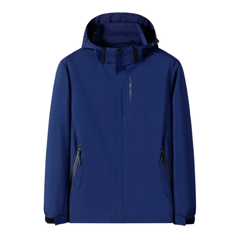 Men's Blue Hooded Windbreaker - Waterproof Design sold by Elvoria London