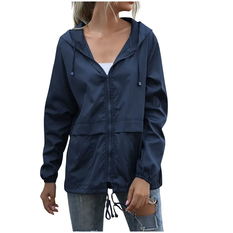 Women's Waterproof Hooded Jacket - Stylish Windreaker sold by Elvoria London