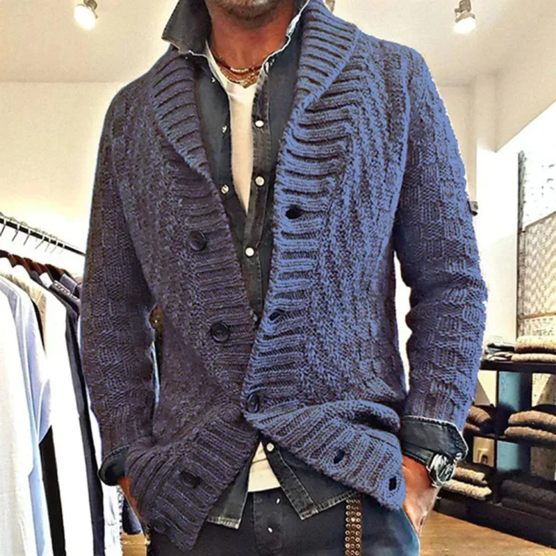 Men's Shawl Collar Cable Knit Cardigan - Cosy Blend sold by Elvoria London