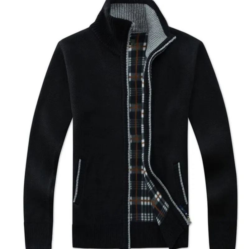Men's Warm Knitted Cardigan - Zippered Collar & Slim Fit sold by Elvoria London
