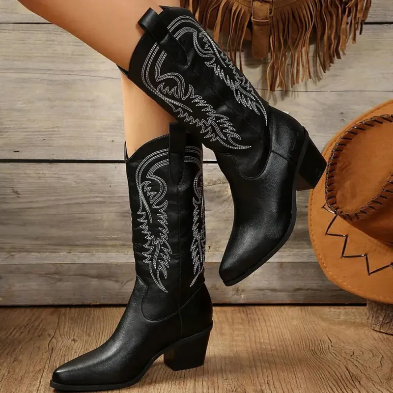 Women's Modern Cowboy Boots - Block Heel & Versatile sold by Elvoria London
