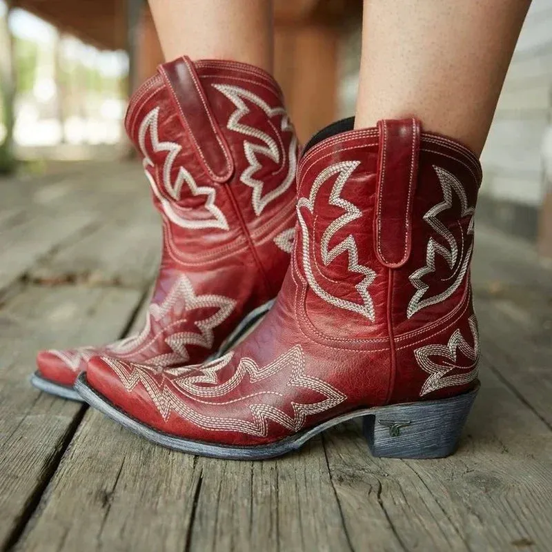 Women's Embroidered Cowboy Boots - Artisanal & Versatile sold by Elvoria London