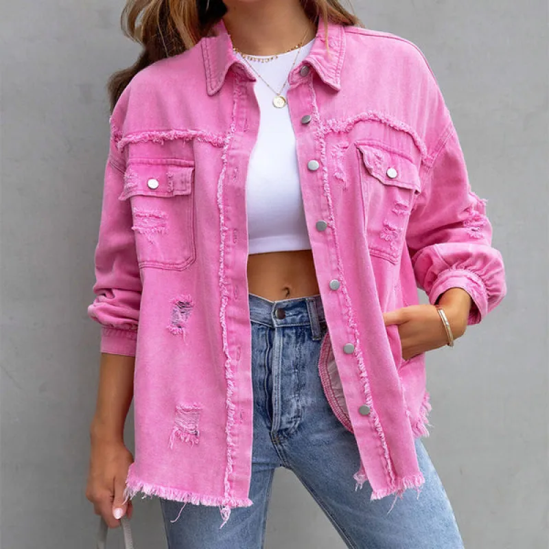 Women's Stylish Denim Jacket - Relaxed Fit Artistic Wear sold by Elvoria London