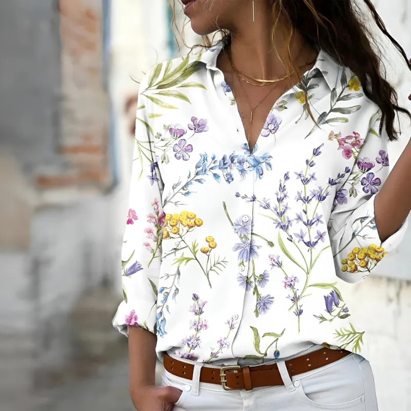 Women's Elegant Printed Blouse - Casual Breathable Fashion Top sold by Elvoria London product image thumbnail 4