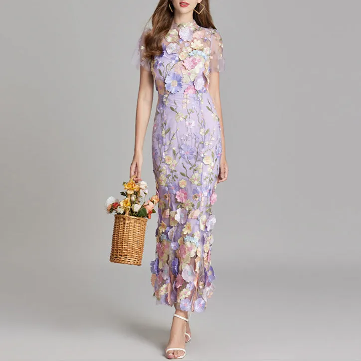 Women's Elegant Embroidered Midi Dress - Sleeveless, Timeless Design sold by Elvoria London product image thumbnail 4