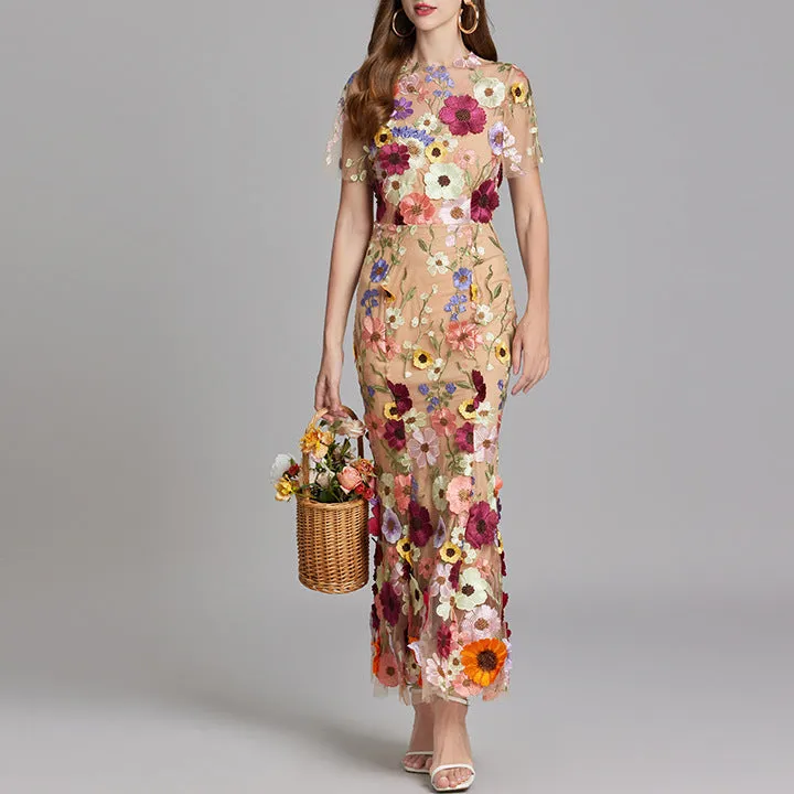 Women's Elegant Embroidered Midi Dress - Sleeveless, Timeless Design sold by Elvoria London product image thumbnail 5