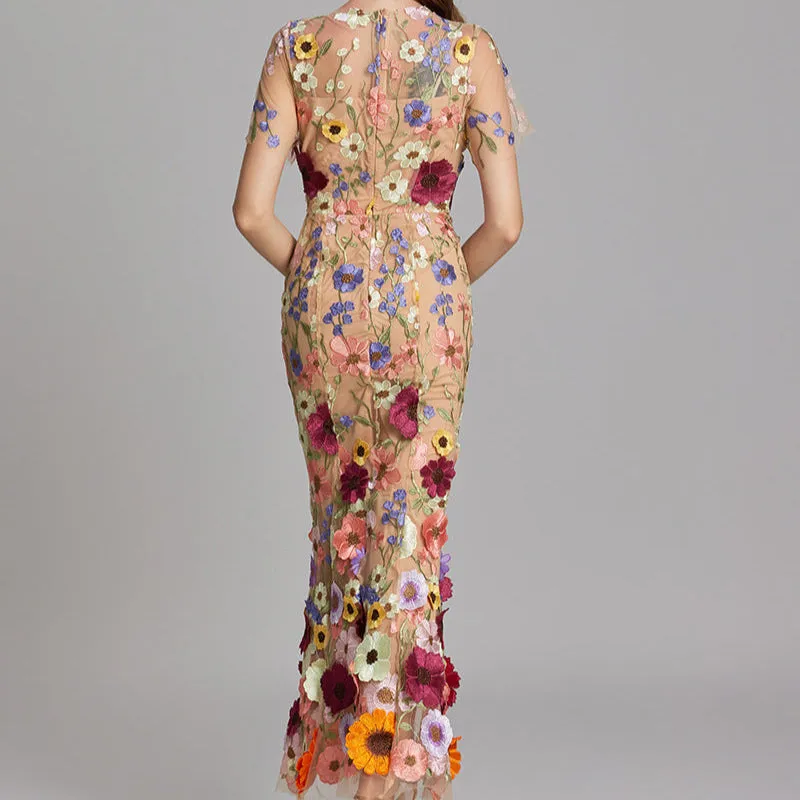 Women's Elegant Embroidered Midi Dress - Sleeveless, Timeless Design sold by Elvoria London product image thumbnail 2