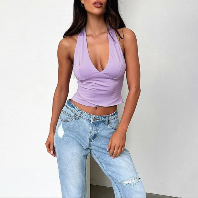 Women's Halterneck Crop Top - Breathable Summer Casual Style sold by Elvoria London