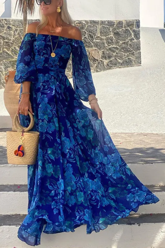 Elegant Floral Off-Shoulder Maxi Dress for Women sold by Elvoria London