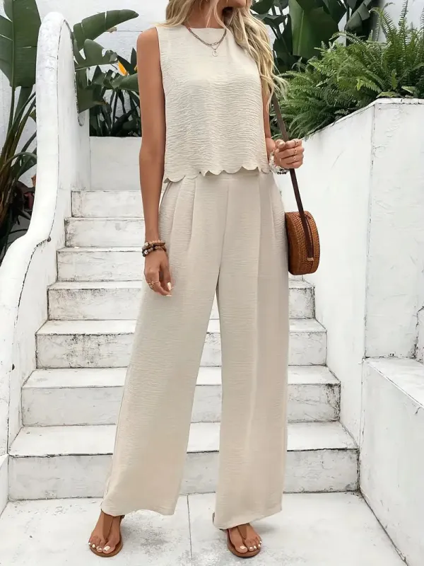 Stylish and Flowy Top and Trousers Set for Women sold by Elvoria London