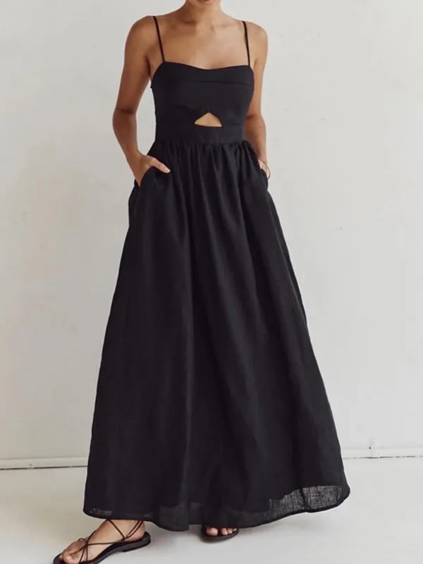 Flowy Black Maxi Dress for Women sold by Elvoria London