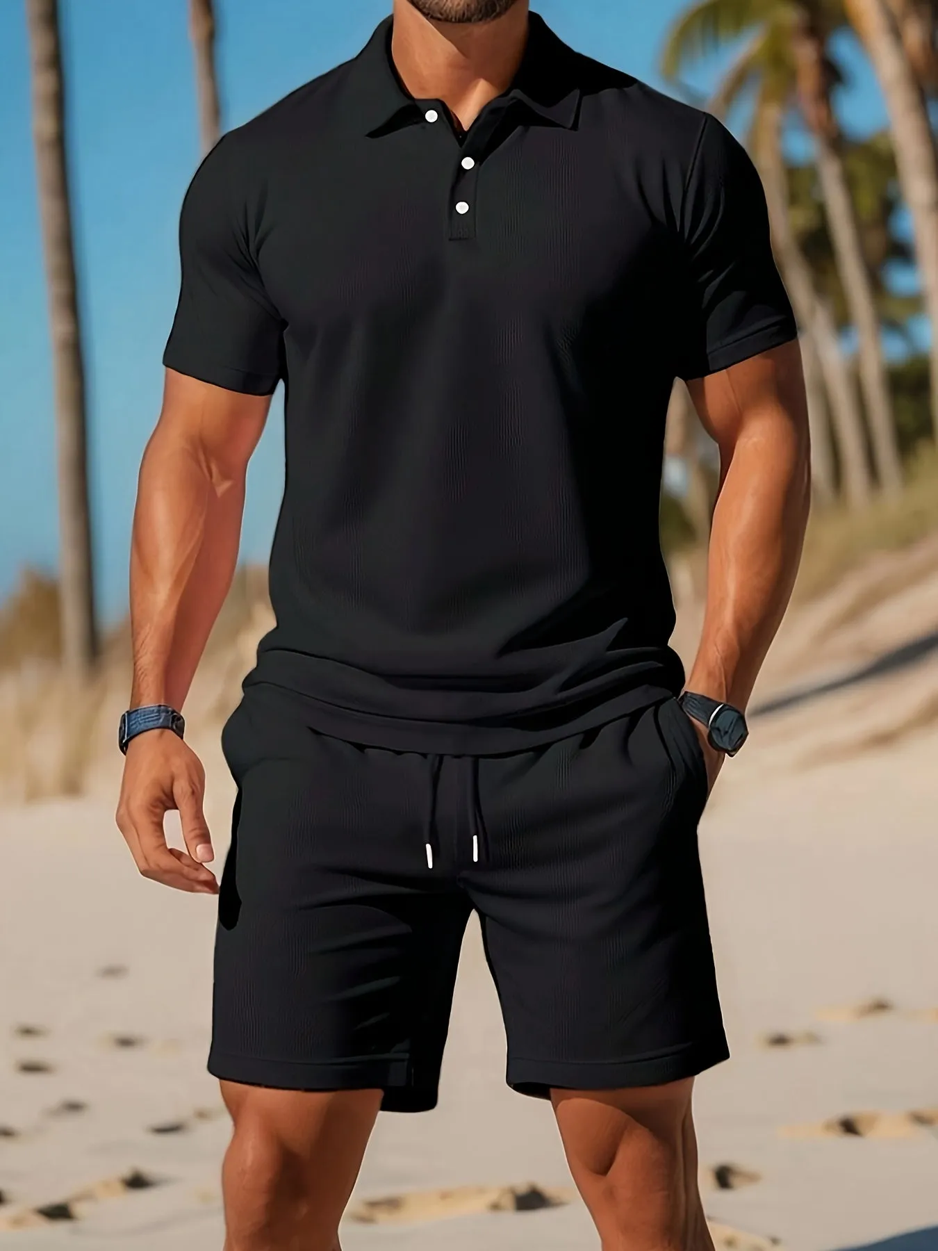 Breathable Polo and Shorts Set for Men sold by Elvoria London product image thumbnail 5