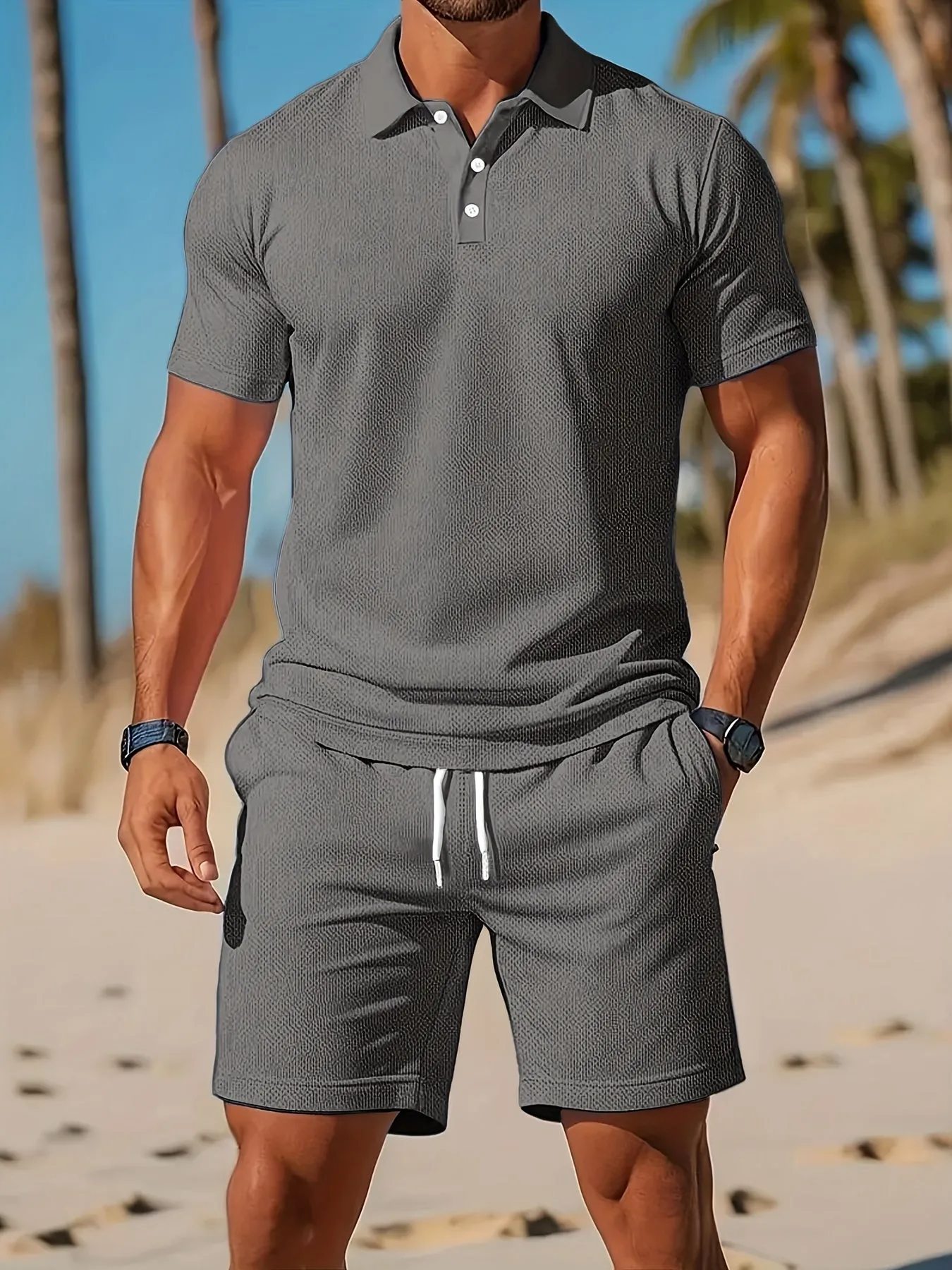 Breathable Polo and Shorts Set for Men sold by Elvoria London product image thumbnail 4