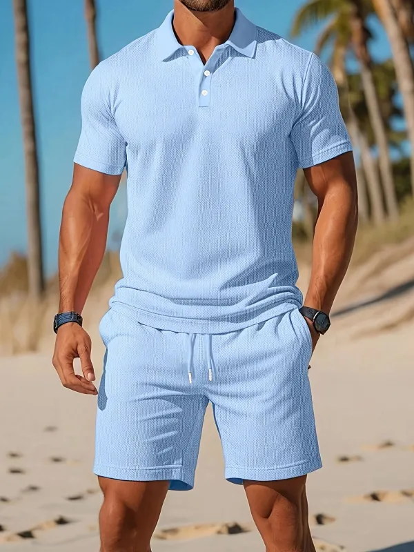 Breathable Polo and Shorts Set for Men sold by Elvoria London