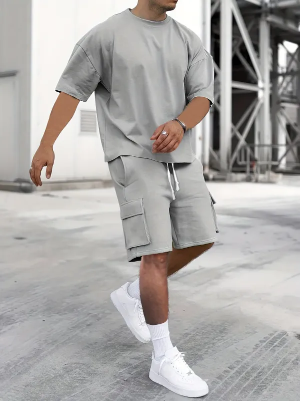 Casual T-shirt and Cargo Shorts Set for Men sold by Elvoria London