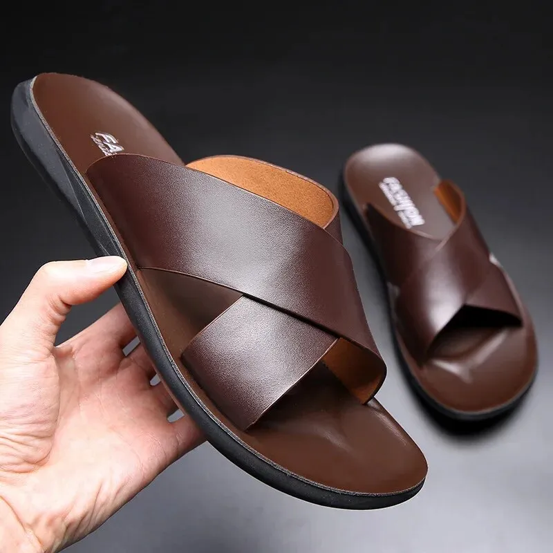 Comfortable Anti-Slip Cross Strap Sandals for Men sold by Elvoria London