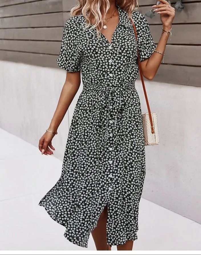 Flowy Floral Midi Dress for Women sold by Elvoria London product image thumbnail 4