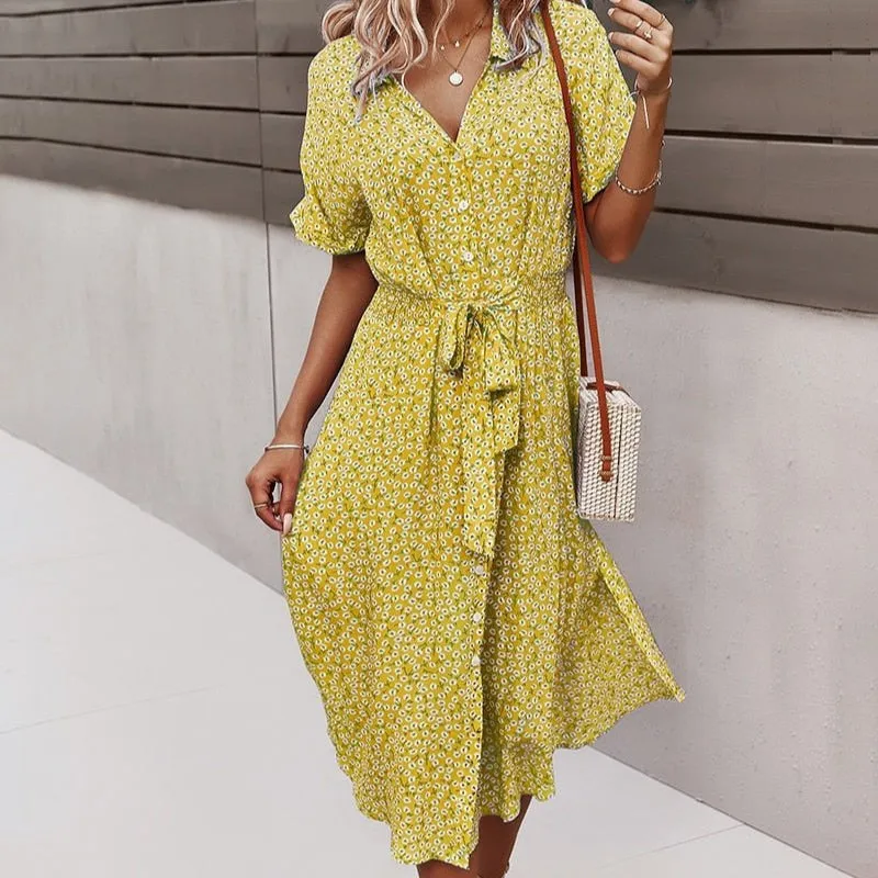 Flowy Floral Midi Dress for Women sold by Elvoria London product image thumbnail 3