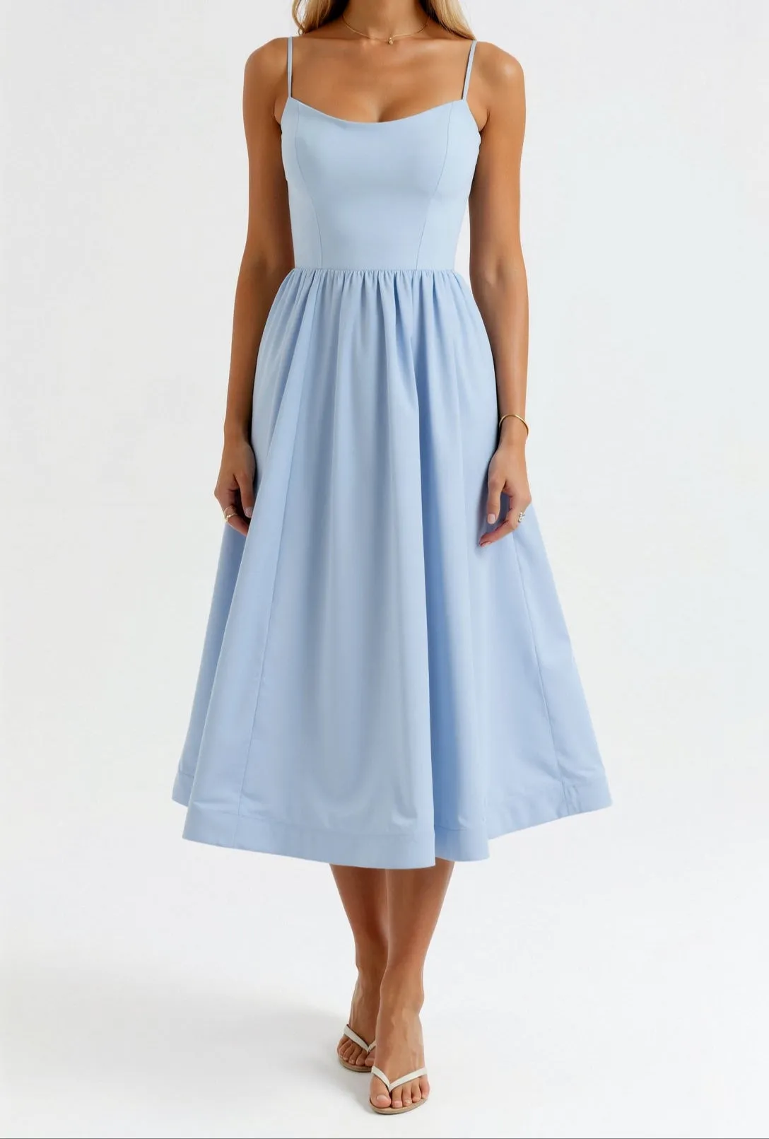 Wedding Guest Dress, Elegant Corset Midi Dress for Women - White, Light Blue, Pink, Purple sold by Elvoria London product image thumbnail 4