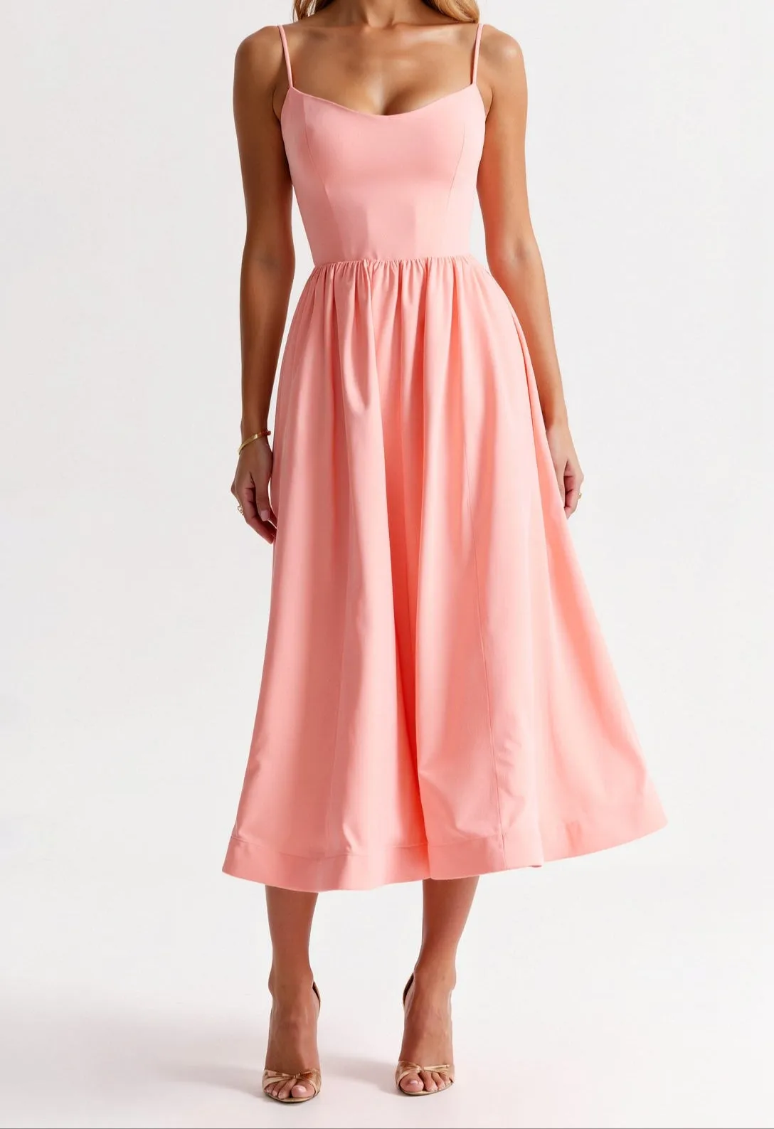 Wedding Guest Dress, Elegant Corset Midi Dress for Women - White, Light Blue, Pink, Purple sold by Elvoria London product image thumbnail 3