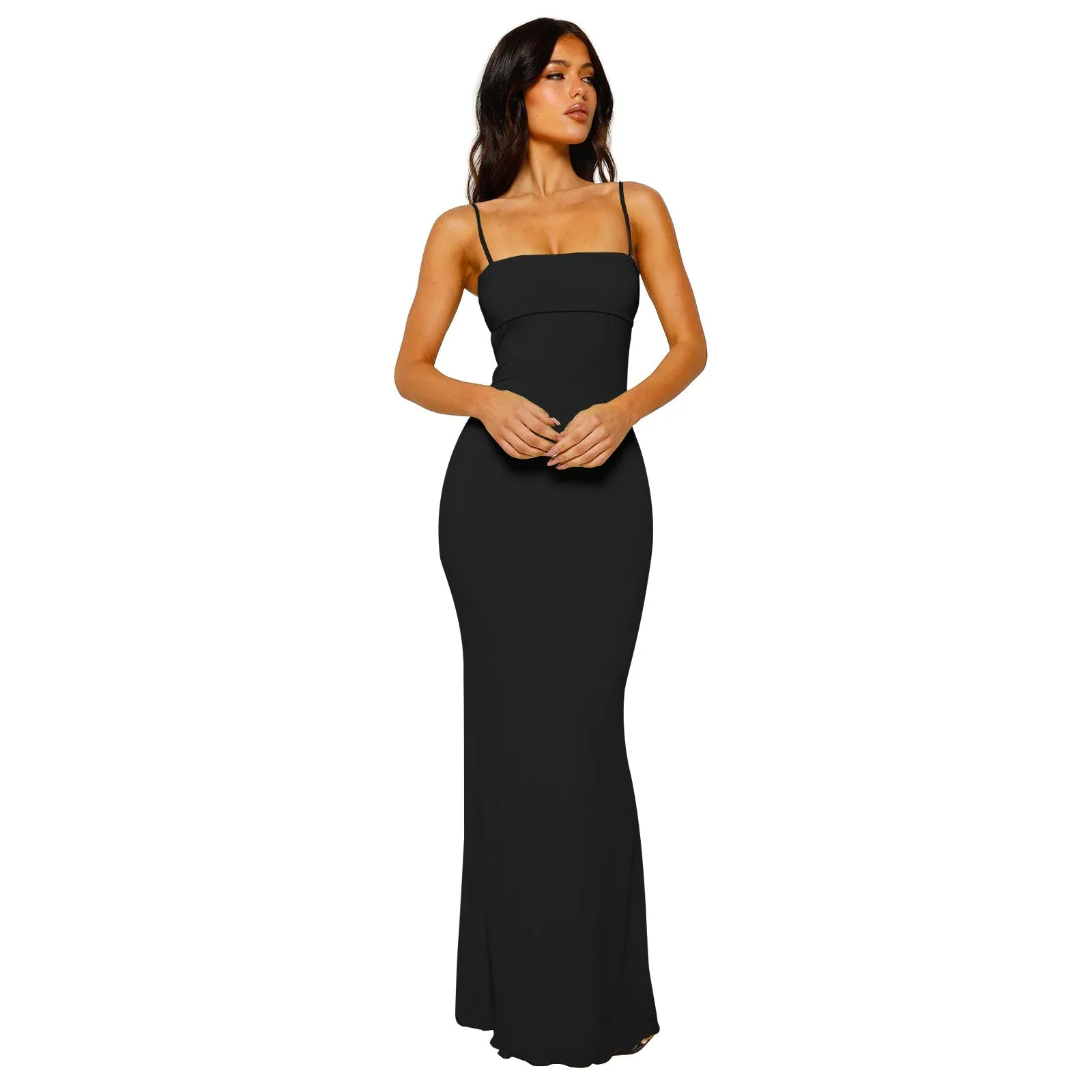 Elegant Backless Maxi Dress with Spaghetti Straps for Women sold by Elvoria London product image thumbnail 4