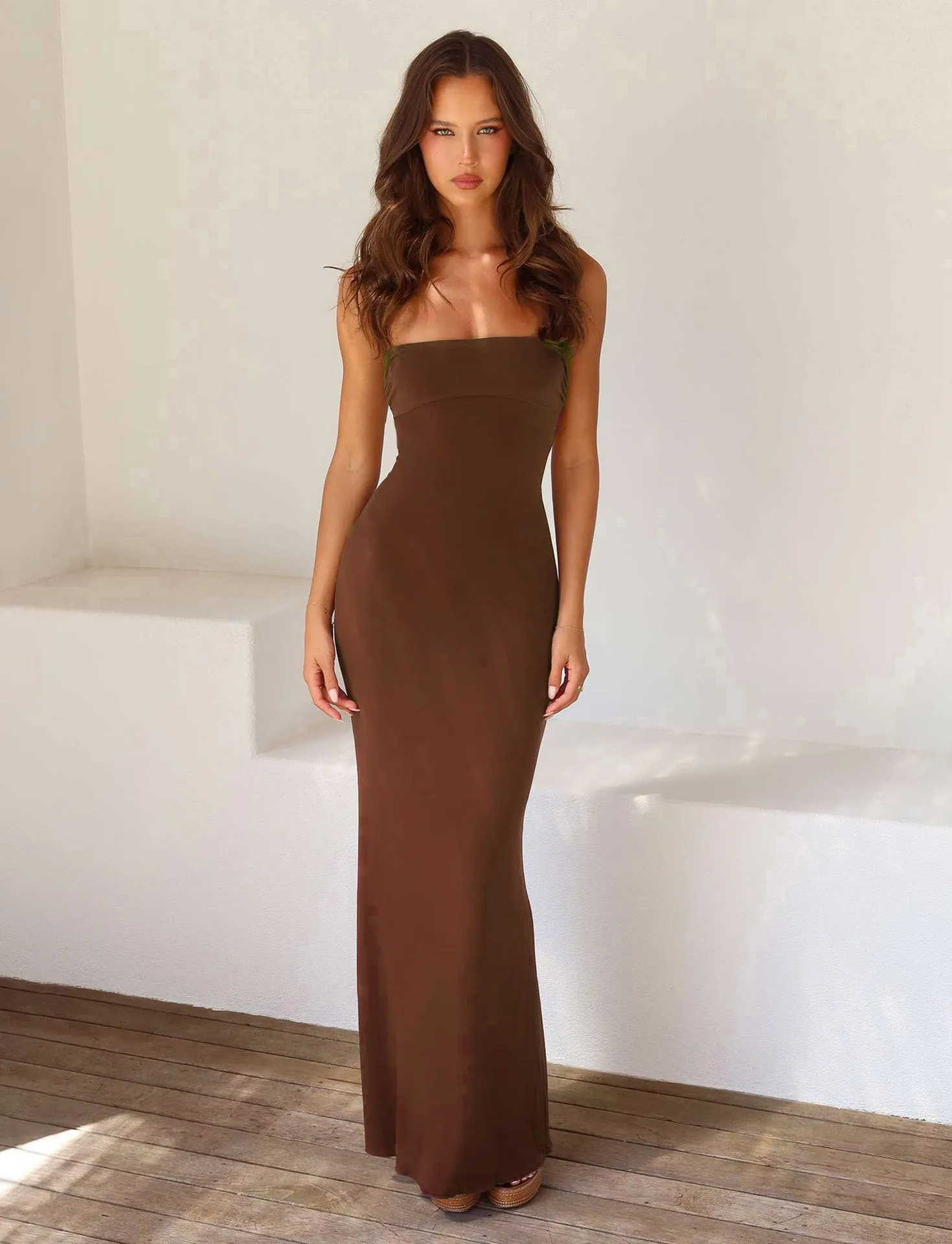 Elegant Backless Maxi Dress with Spaghetti Straps for Women sold by Elvoria London