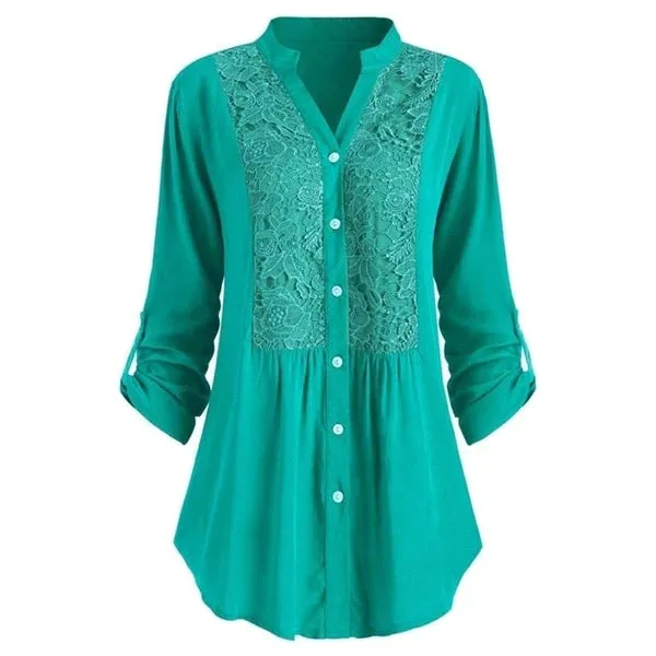 Elegant Longline Lace Button-Down Blouse for Women sold by Elvoria London product image thumbnail 3