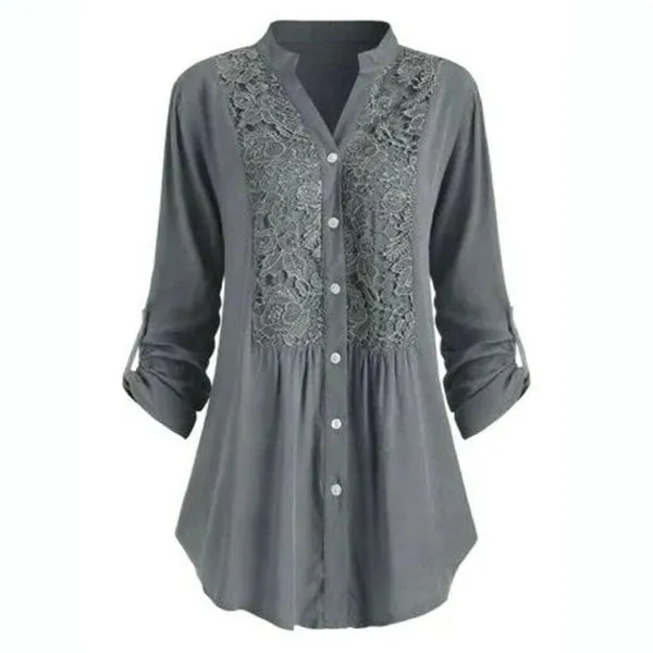 Elegant Longline Lace Button-Down Blouse for Women sold by Elvoria London product image thumbnail 4