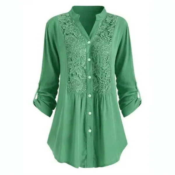 Elegant Longline Lace Button-Down Blouse for Women sold by Elvoria London product image thumbnail 5