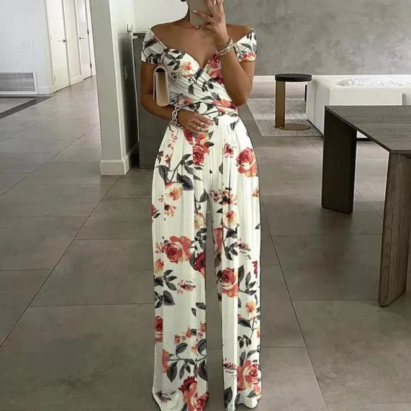 Elegant Off-Shoulder Floral Jumpsuit for Women sold by Elvoria London