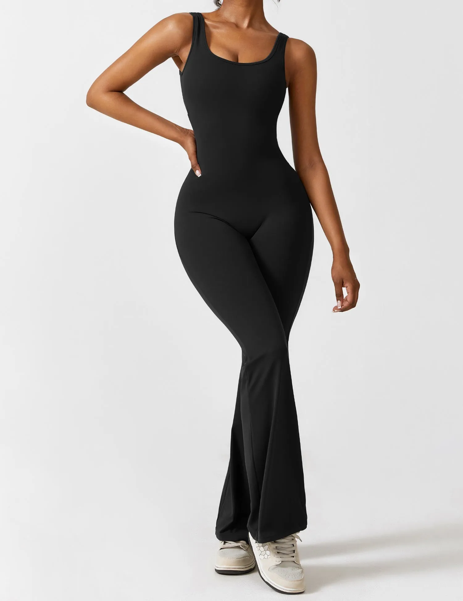 Flattering V Back Flared Jumpsuit for Women | Livia sold by Elvoria London product image thumbnail 3