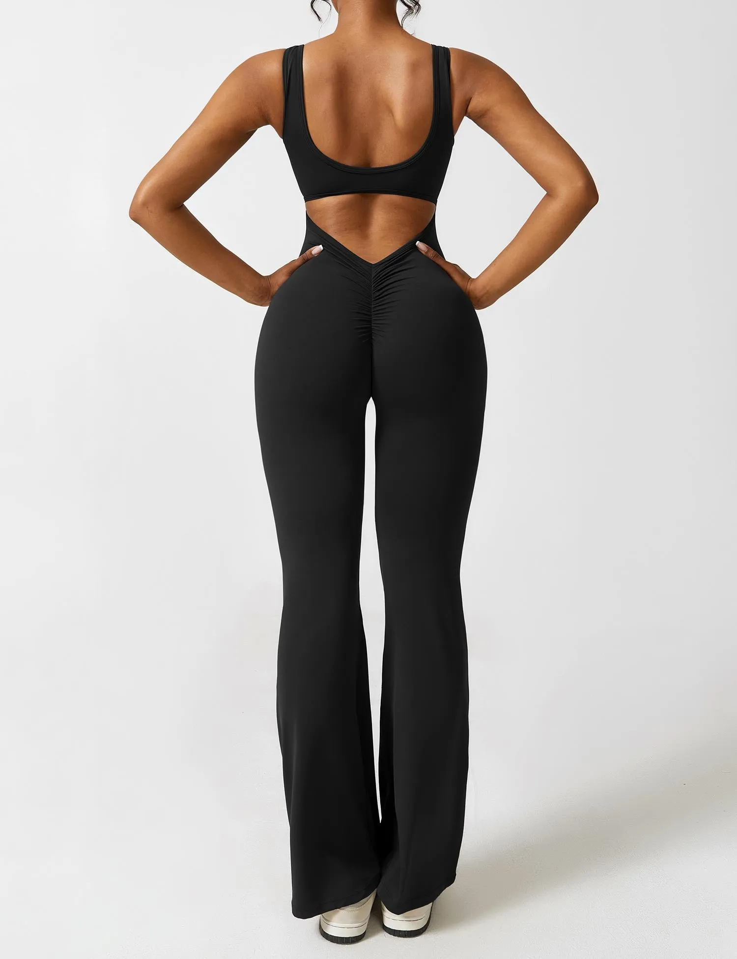 Flattering V Back Flared Jumpsuit for Women | Livia sold by Elvoria London product image thumbnail 4