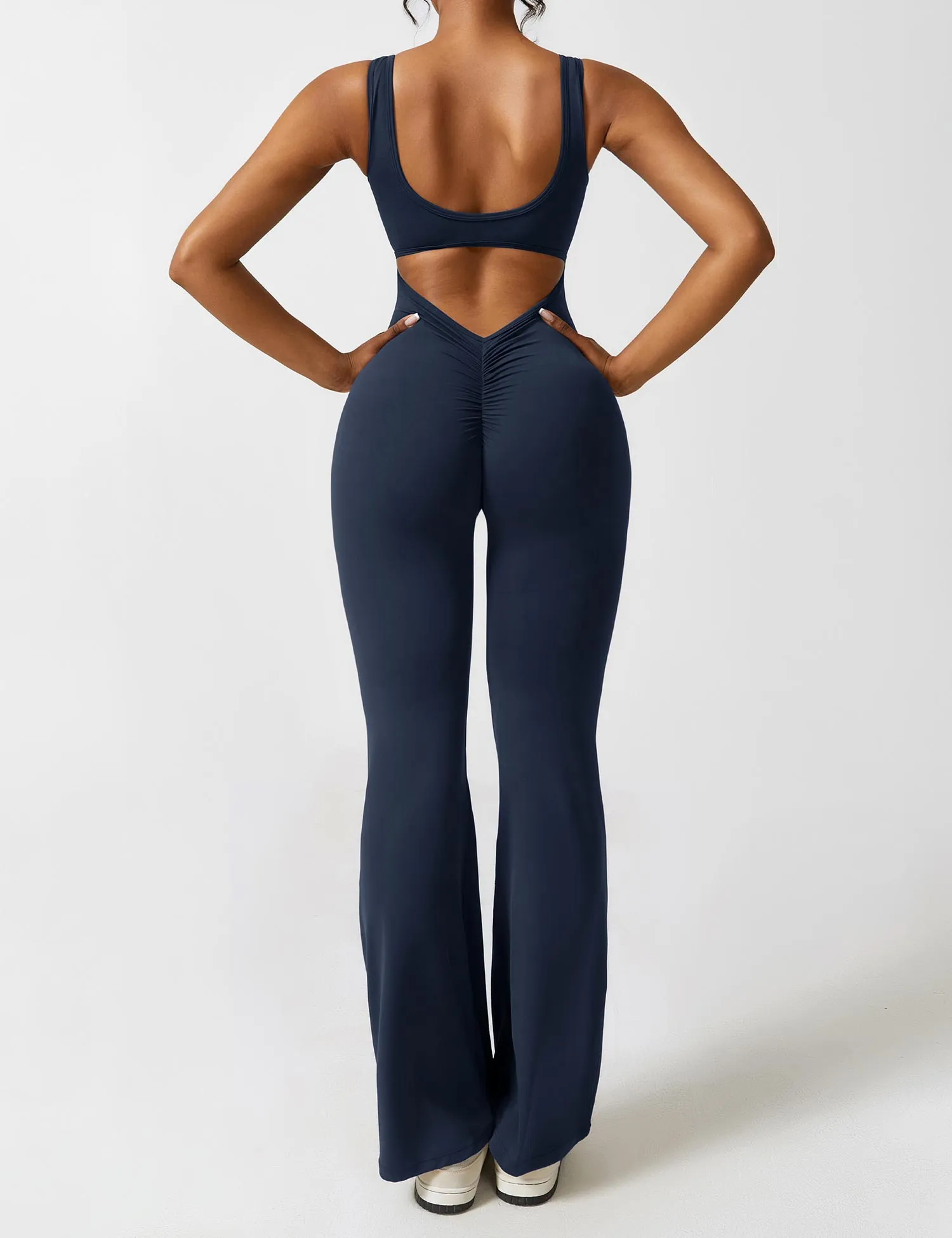 Flattering V Back Flared Jumpsuit for Women | Livia sold by Elvoria London product image thumbnail 2