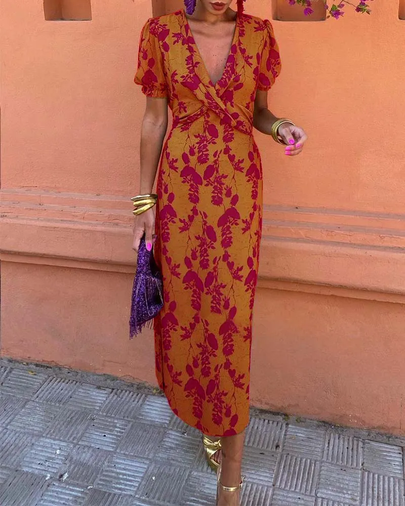 Elegant and Flattering Dress with Puff Sleeves for Women sold by Elvoria London product image thumbnail 2