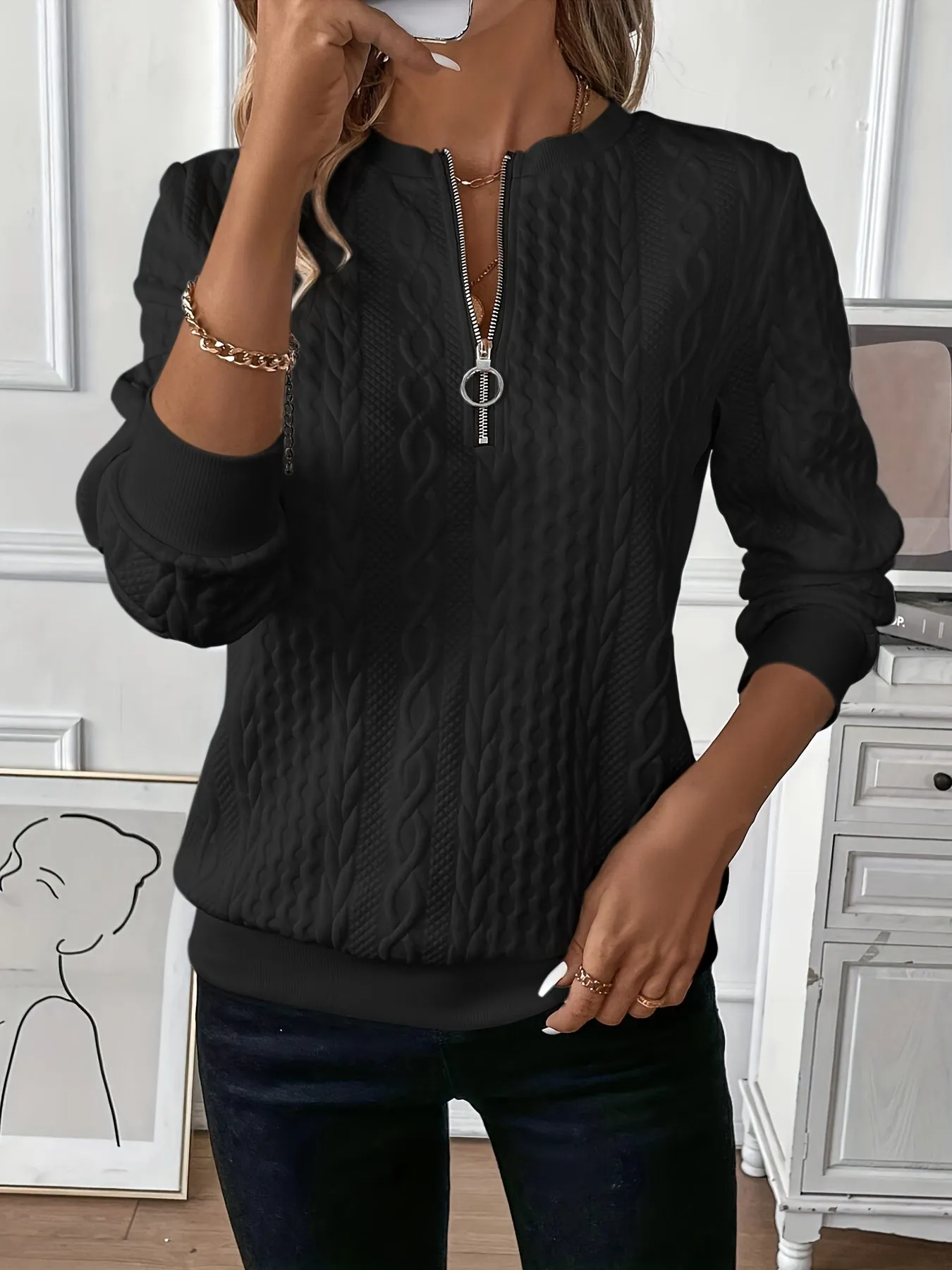 Stylish and Versatile Zip Pullover for Women sold by Elvoria London product image thumbnail 3