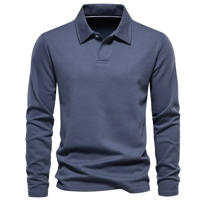 Stylish and Comfortable Long Sleeve Polo Shirt for Men made by Elvoria London