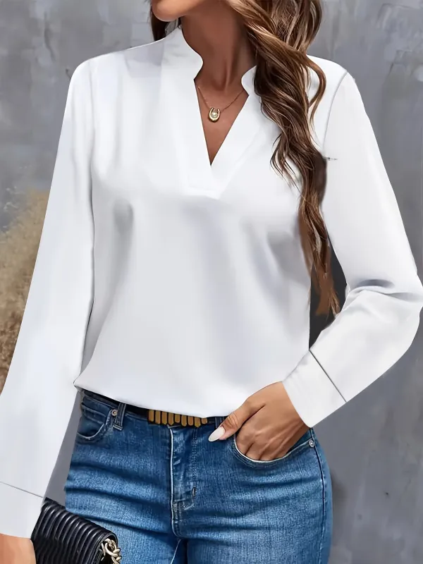 Stylish and Comfortable V-Neck Blouse for Women sold by Elvoria London