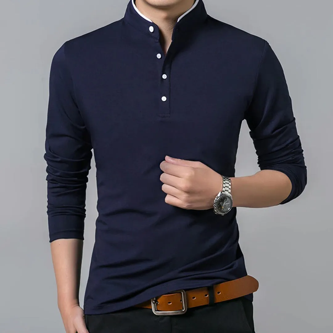 Trendy and Stylish Long Sleeve Polo Shirt for Men sold by Elvoria London product image thumbnail 5