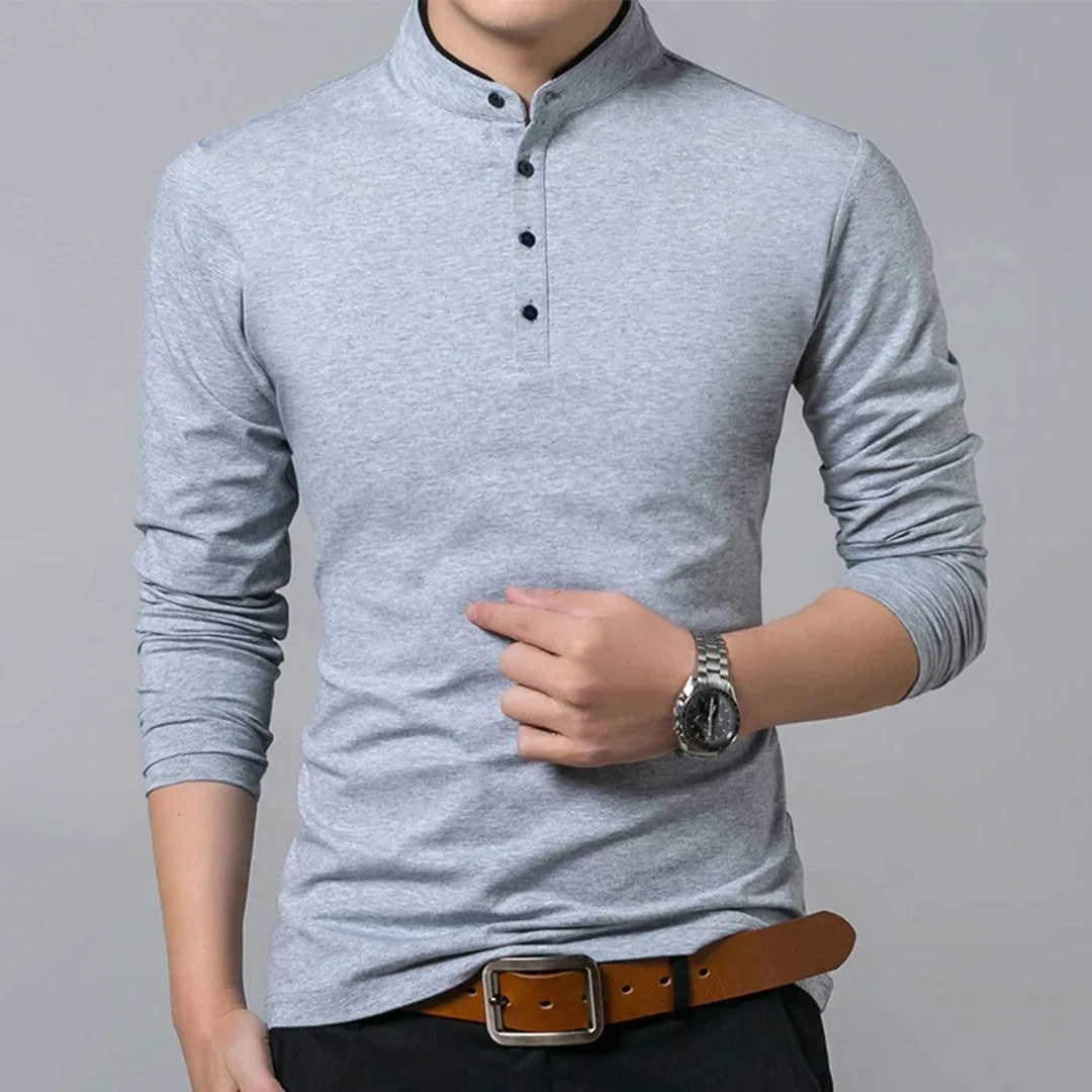 Trendy and Stylish Long Sleeve Polo Shirt for Men sold by Elvoria London product image thumbnail 2