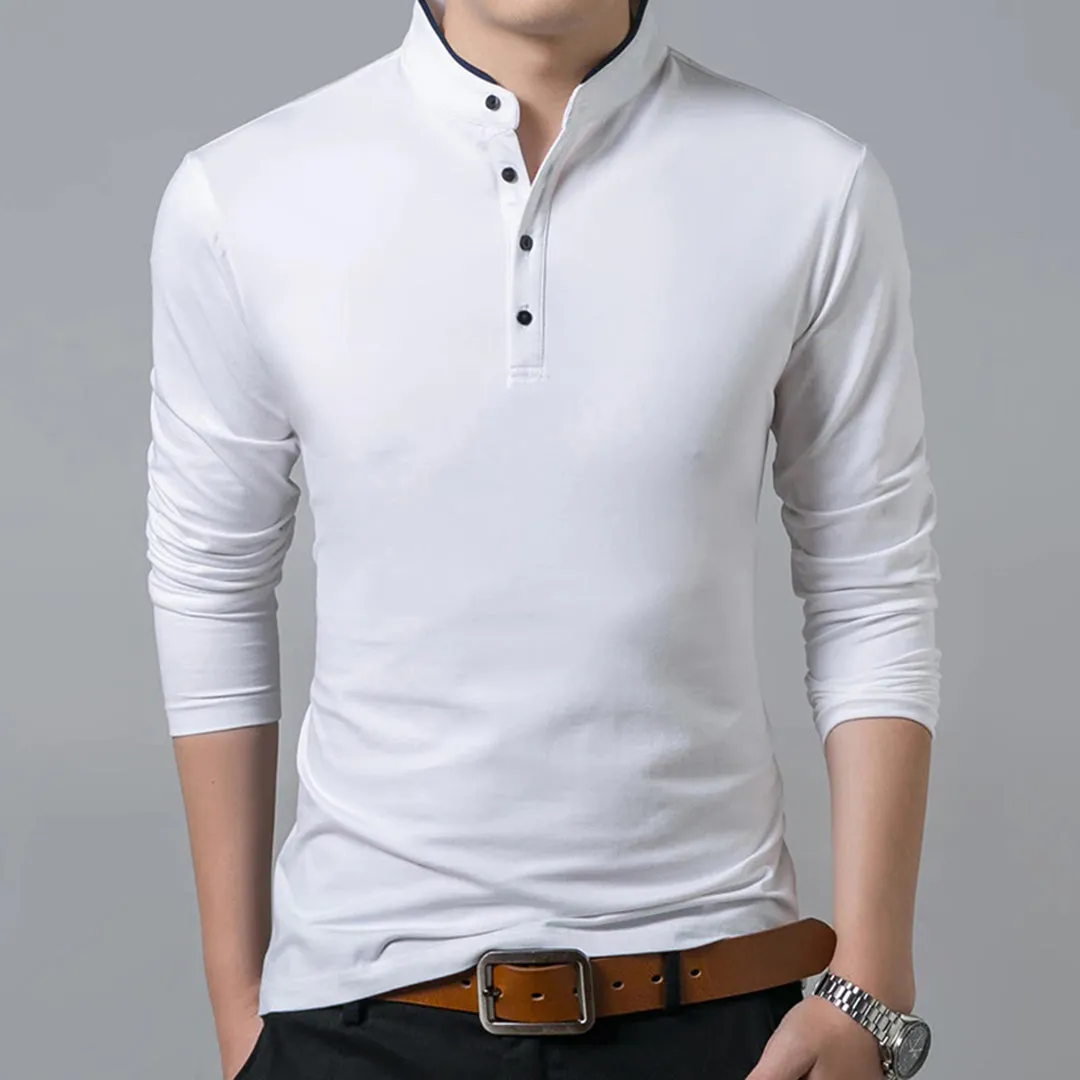 Trendy and Stylish Long Sleeve Polo Shirt for Men sold by Elvoria London product image thumbnail 3