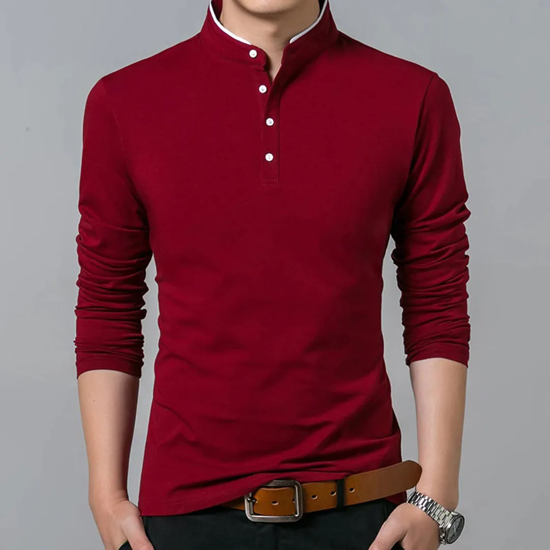 Trendy and Stylish Long Sleeve Polo Shirt for Men sold by Elvoria London product image thumbnail 4