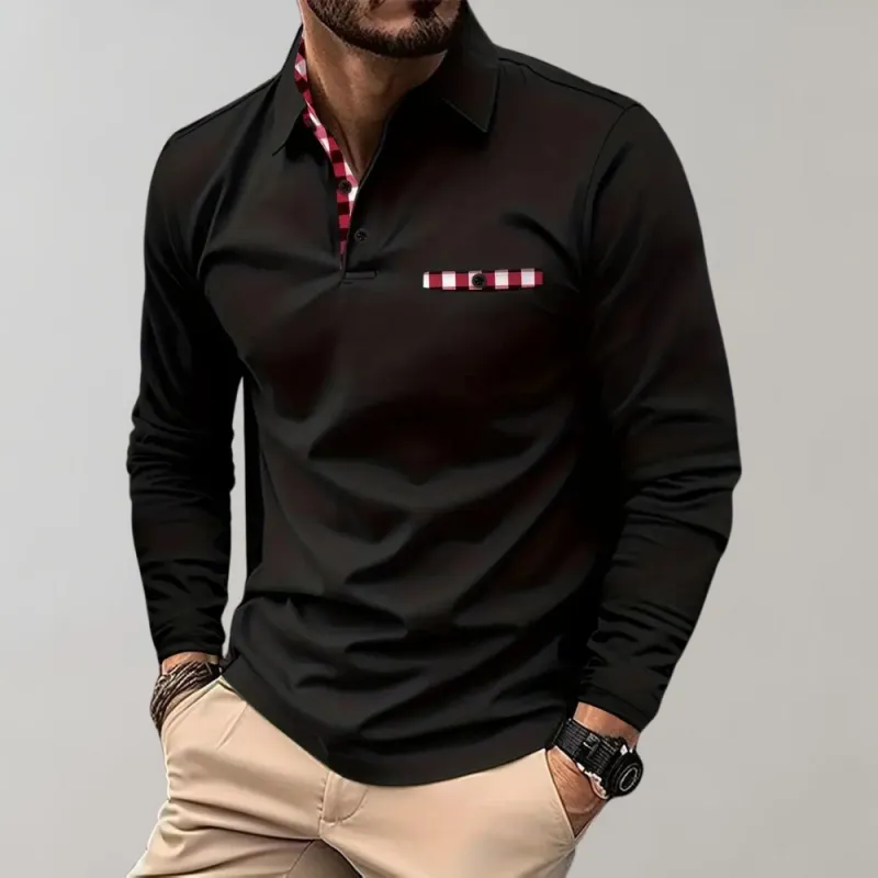 Classic and Timeless Long-Sleeve Polo Shirt for Men sold by Elvoria London